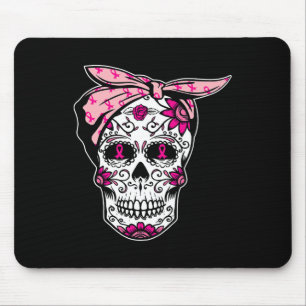 Sugar Skull Pink Ribbon Cool Breast Cancer Awarene Mouse Pad