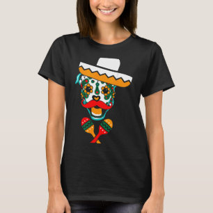 Sugar Skull Pitbull Sombrero Moustache Maracas Coo T-Shirt