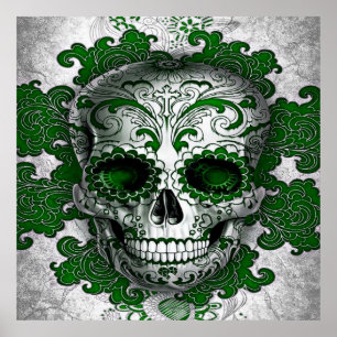 Sugar Skull Poster In Green