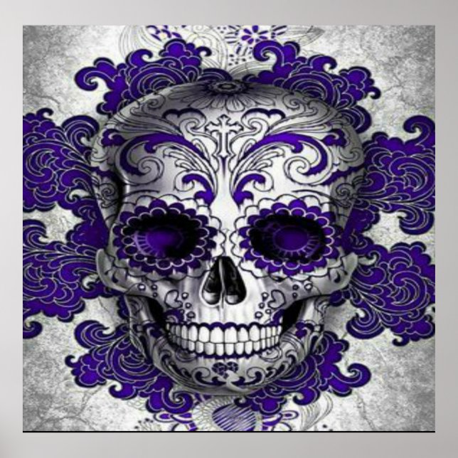 Sugar Skull Poster In Purple (Front)