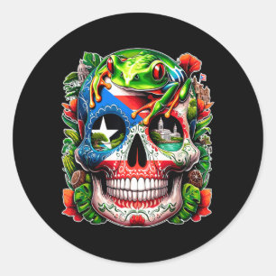 Sugar Skull Puerto Rico Day Of The Government Classic Round Sticker