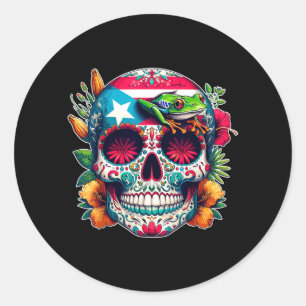 Sugar Skull Puerto Rico Day Of The Government Classic Round Sticker