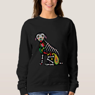 Sugar Skull Pug Dia De Los Muertos Halloween Dog M Sweatshirt