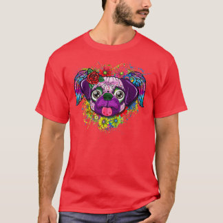 Sugar Skull Pug Mom Day Of The Dead T-Shirt