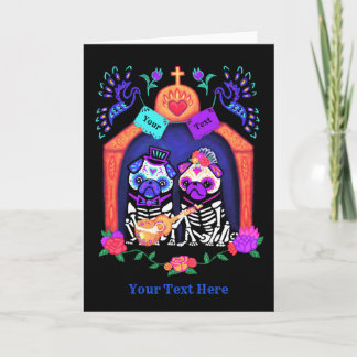 sugar skull pugs card