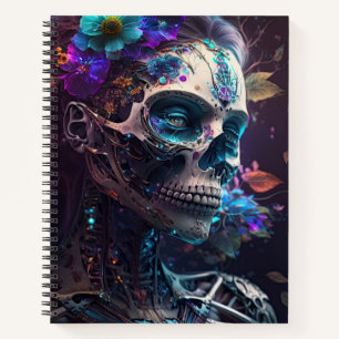 Sugar Skull Robotic Woman Day of the Dead Notebook