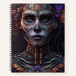 Sugar Skull Robotic Woman Day of the Dead Notebook
