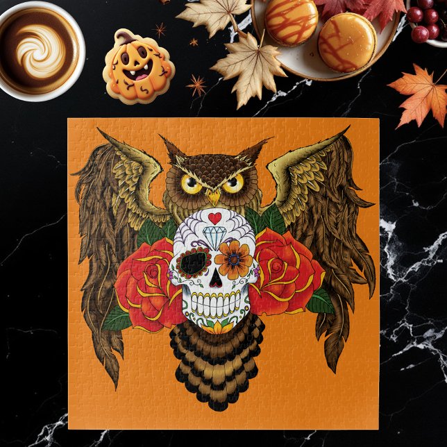 Sugar Skull Roses Owl Jigsaw Puzzle (Creator Uploaded)
