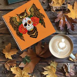 Sugar Skull Roses Owl Notebook