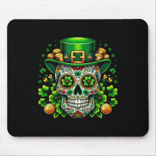 Sugar Skull Saint Patricks Day Of Dead Leprechaun Mouse Pad