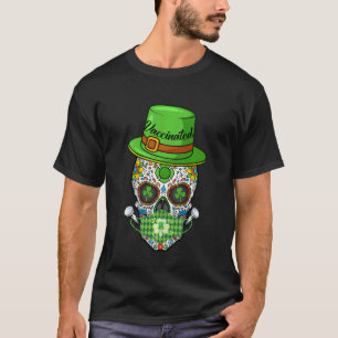 Sugar Skull Saint Patricks Day Of Dead Mask Vaccin T-Shirt