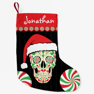 sugar skull santa customisable small christmas stocking