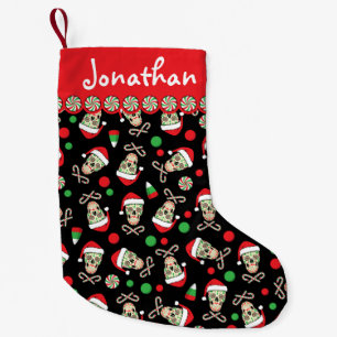 sugar skull santa customisable small christmas stocking