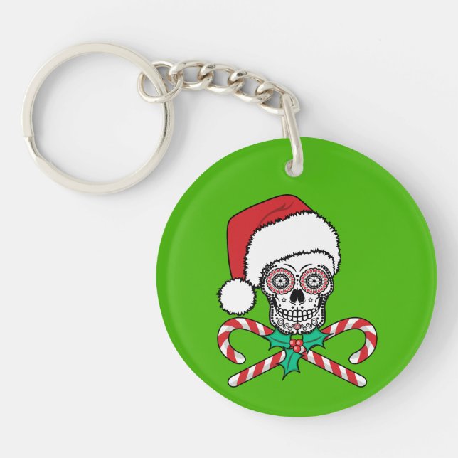 Sugar Skull Santa Key Ring (Front)