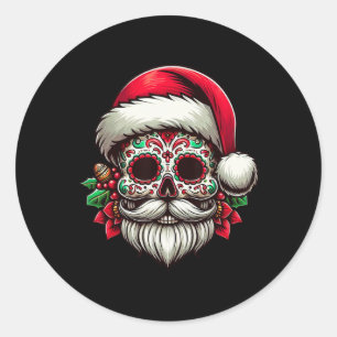 Sugar Skull Santa Mexico Calavera Xmas Dia De Los Classic Round Sticker