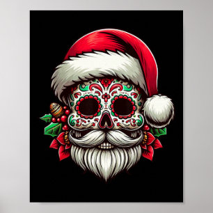 Sugar Skull Santa Mexico Calavera Xmas Dia De Los Poster