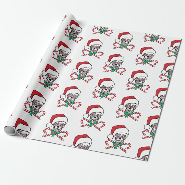 Sugar Skull Santa Wrapping Paper (Unrolled)