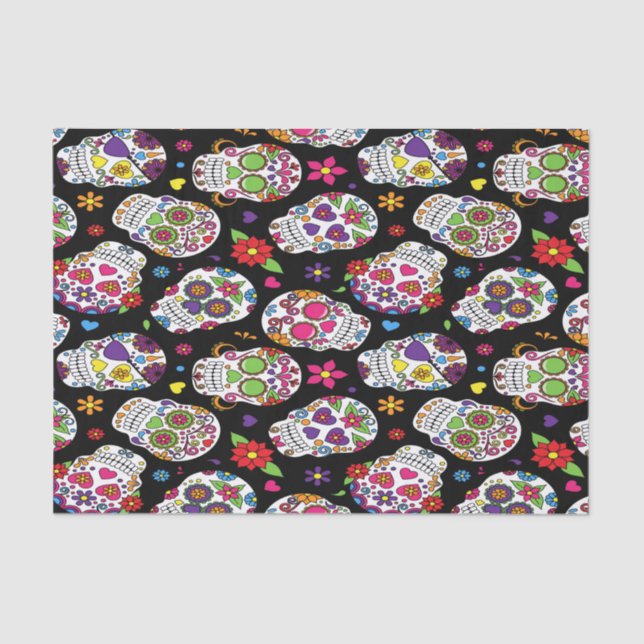 Sugar skull Scary and bloodcurdling intimidating Tissue Paper (Front)