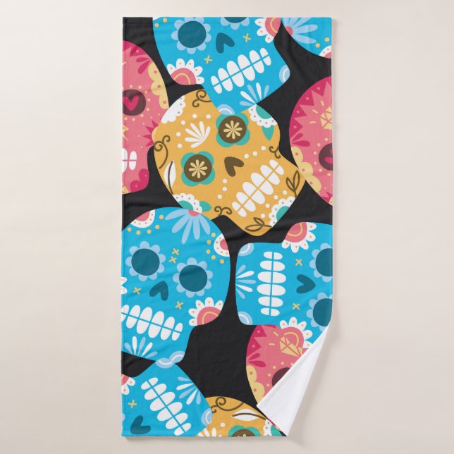 Sugar skull seamless background bath towel (Bath Towel)