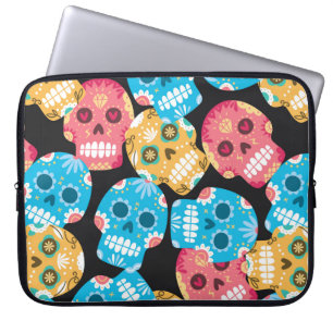 Sugar skull seamless background laptop sleeve