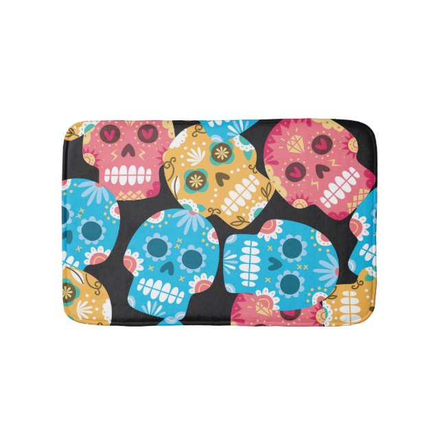 Sugar skull, seamless festive background. bath mat (Front)