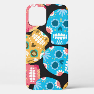 Sugar skull, seamless festive background. iPhone 12 case