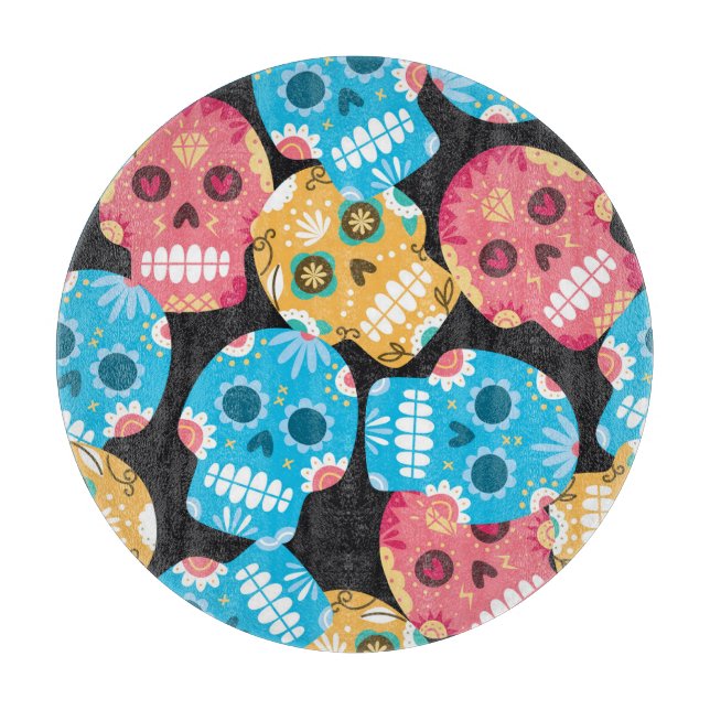 Sugar skull, seamless festive background. cutting board (Front)