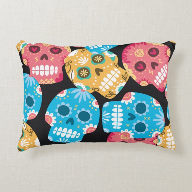 Sugar skull, seamless festive background. decorative cushion (Front)