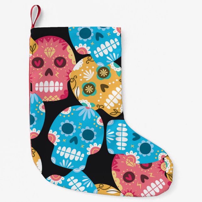 Sugar skull, seamless festive background. small christmas stocking (Front)