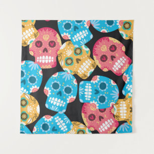 Sugar skull, seamless festive background. tapestry