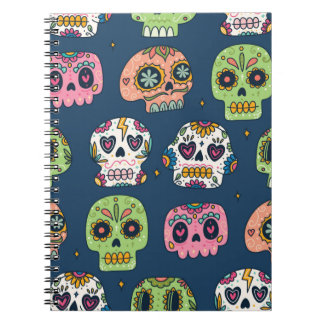 sugar skull seamless pattern vintage illustration notebook