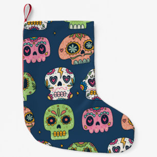 sugar skull seamless pattern vintage illustration small christmas stocking