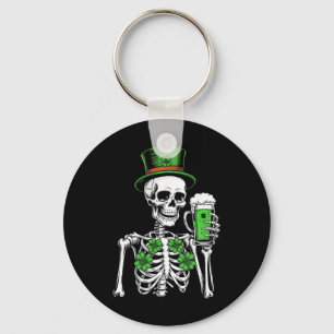 Sugar Skull Shamrock St Patricks Day Men Women Bee Key Ring