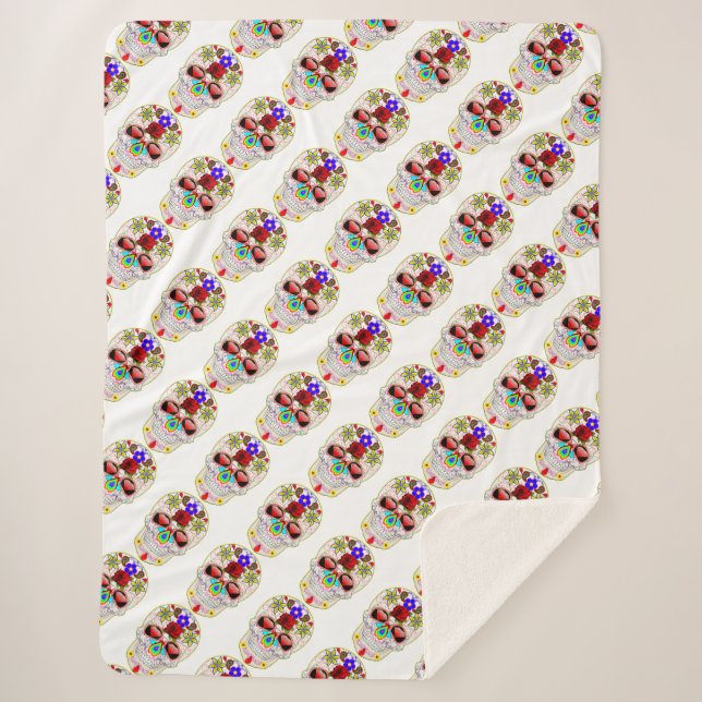 Sugar Skull Sherpa Blanket (Front)