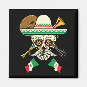 Sugar Skull Shirt Guitar Sombrero Mexican Fiesta Magnet