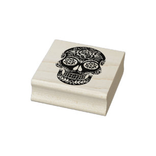 sugar skull silhouette art stamp