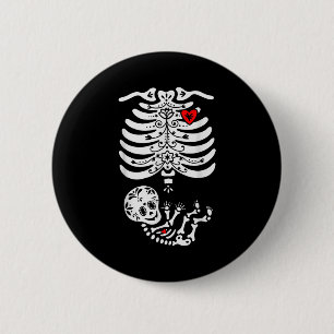 Sugar Skull Skeleton Halloween Pregnancy Annouceme 6 Cm Round Badge