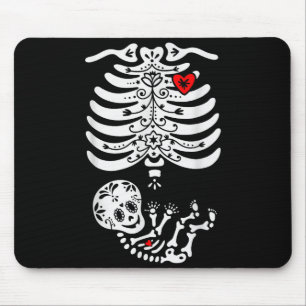 Sugar Skull Skeleton Halloween Pregnancy Annouceme Mouse Pad