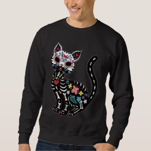 Sugar Skull Skeleton Mexican Cat Halloween Day Of Sweatshirt