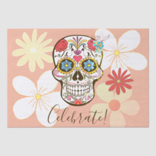 Sugar Skull Soft Petty Peach Rose Hippy Floral Tissue Paper