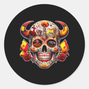Sugar Skull Spain Day Of The Government Agencyd Classic Round Sticker