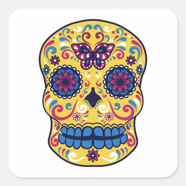 SUGAR SKULL SQUARE STICKER (Front)