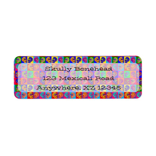 Sugar Skull Squares Return Address Label (Front)