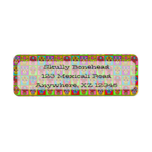 Sugar Skull Squares Return Address Label