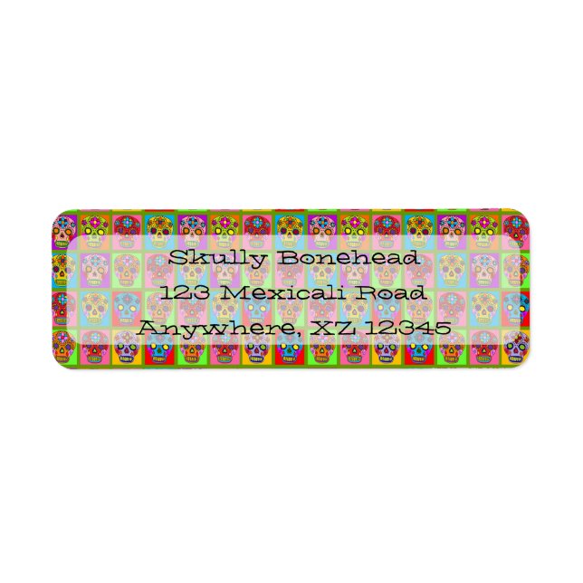 Sugar Skull Squares Return Address Label (Front)