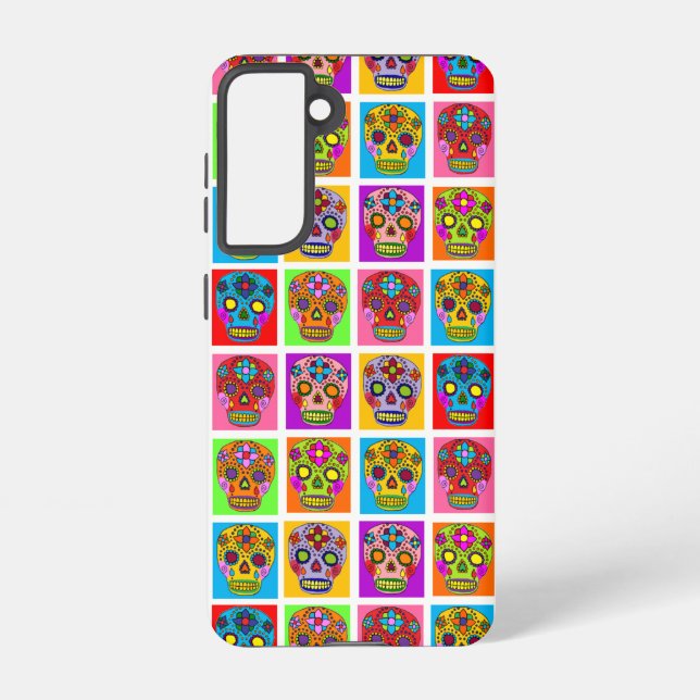 Sugar Skull Squares Samsung Galaxy S21 Case (Back)