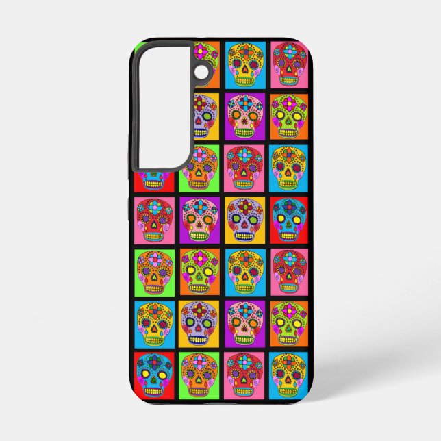 Sugar Skull Squares Samsung Galaxy S22 Case (Back)