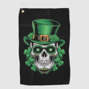 Sugar Skull St Patrick Day Lucky Shamrock  Golf Towel