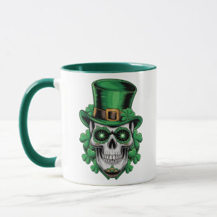 Sugar Skull St Patrick Day Lucky Shamrock Mug