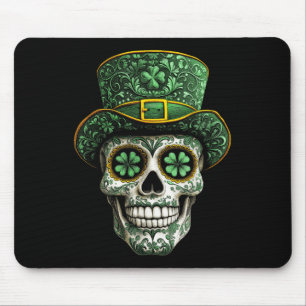 Sugar Skull St Patrick Day Of The Dead Lucky Shamr Mouse Pad